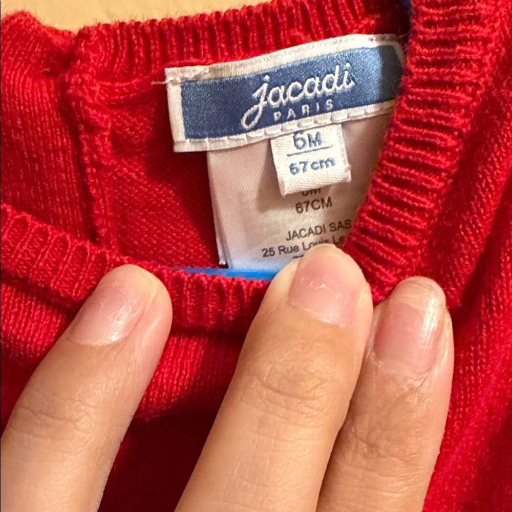 Jacadi Red Knit Baby Dress - Picture 2 of 6
